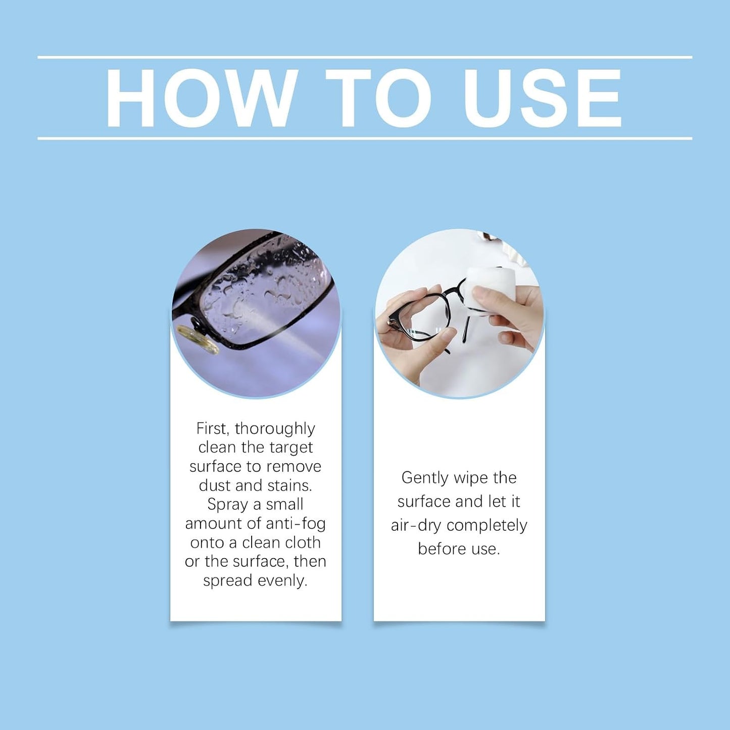 Anti-Fog Spray for Glasses, Goggles & Car Windows — Long-Lasting Streak-Free Formula