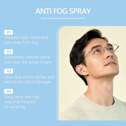 Anti-Fog Spray for Glasses, Goggles & Car Windows — Long-Lasting Streak-Free Formula