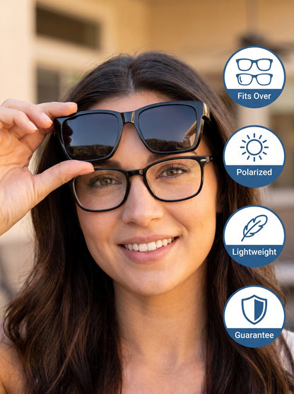 ASCENDARY Fit-Over Sunglasses — Polarized UV400, Slides Over Prescription Glasses